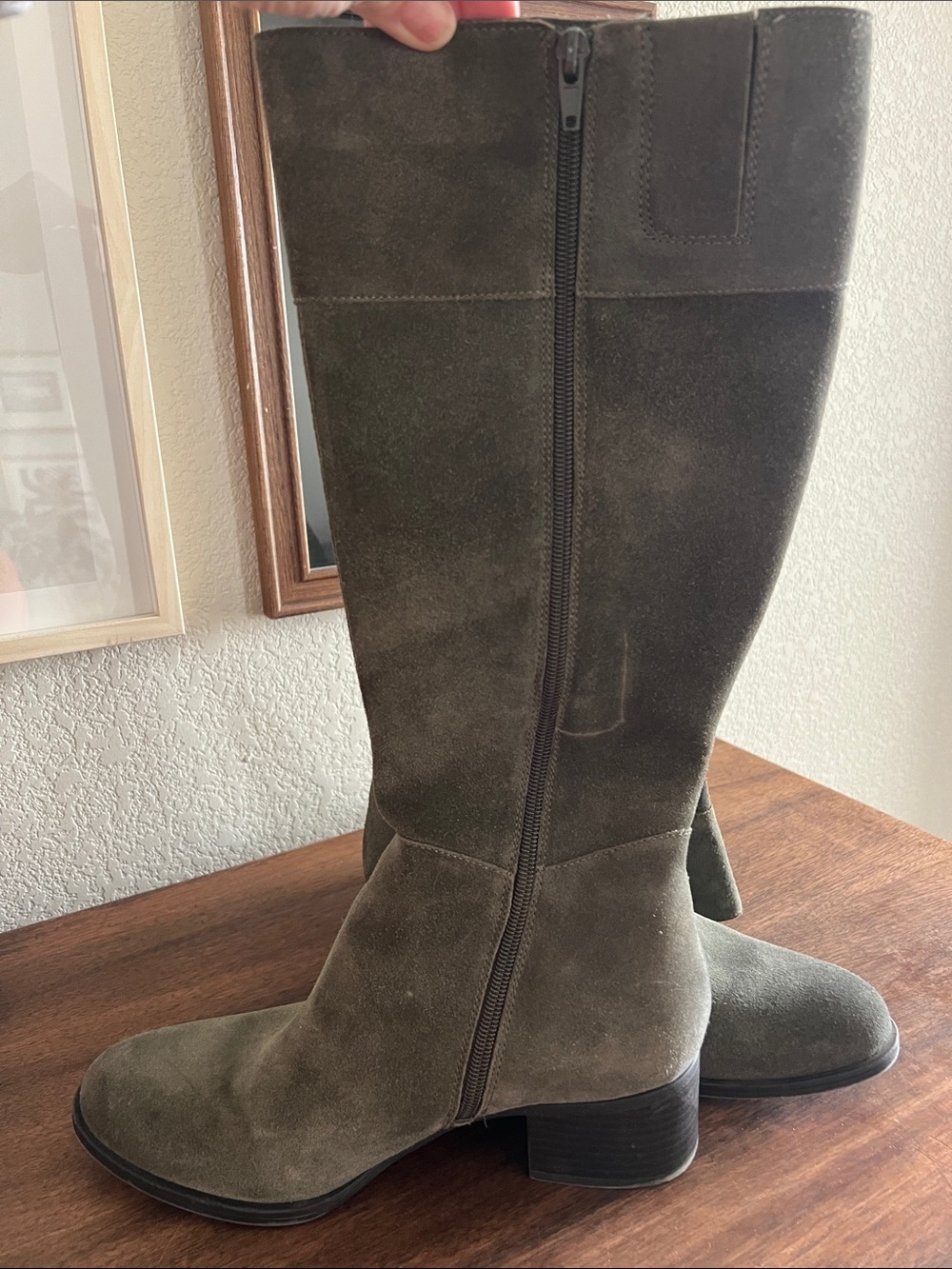 Naturalizer Olive Suede Knee Boot with Tassel - Picture 2 of 10